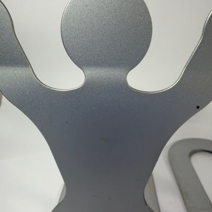 Metal Stick Figure Bookends Pair 7 Inch Tall Silver