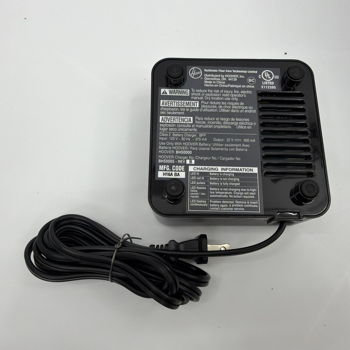 Hoover BH50005 22V Battery Charger Rev B Tested Working