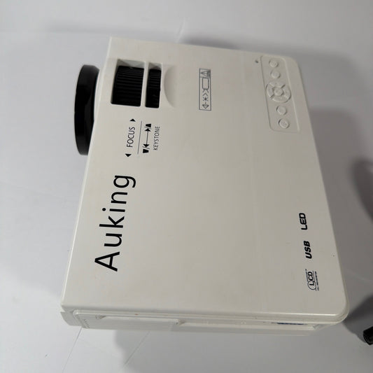 Auking M8-F Mini LED Projector White Tested Working With Power Cord