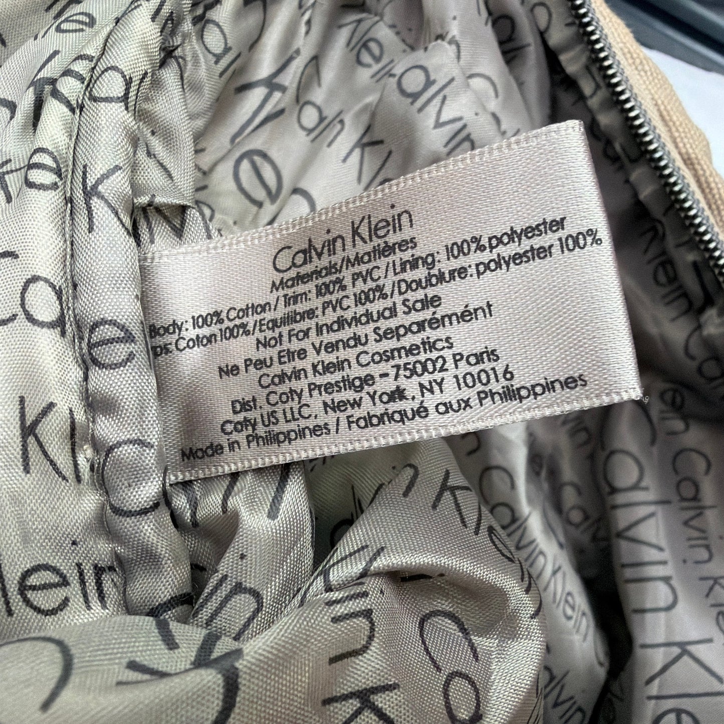 Calvin Klein Tan Canvas Travel Duffle Bag with Black Trim Gift With Purchase
