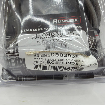 Russell R08839DS Stainless Rear Brake Line for Harley Softail FLST FLSTC FLSTF
