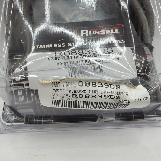 Russell R08839DS Stainless Rear Brake Line for Harley Softail FLST FLSTC FLSTF