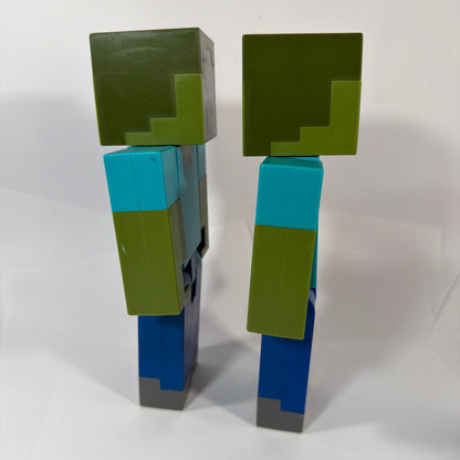 Minecraft Zombie Large Scale Action Figures Lot of 2 Approx 8.5 in