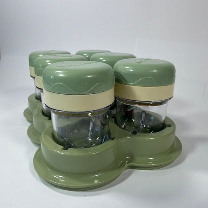 Baby Bullet Baby Food Storage Cups Set of 6 with Tray Green/Cream