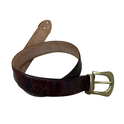 The Ritz Accessories Collection Genuine Leather Belt Brown Brass Buckle Size M ￼