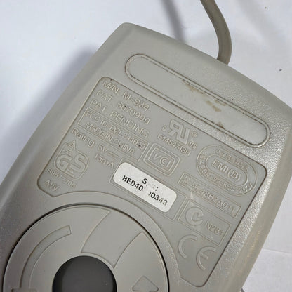 M-S34 Wired PS/2 Computer Mouse Beige/Gray Tested Working