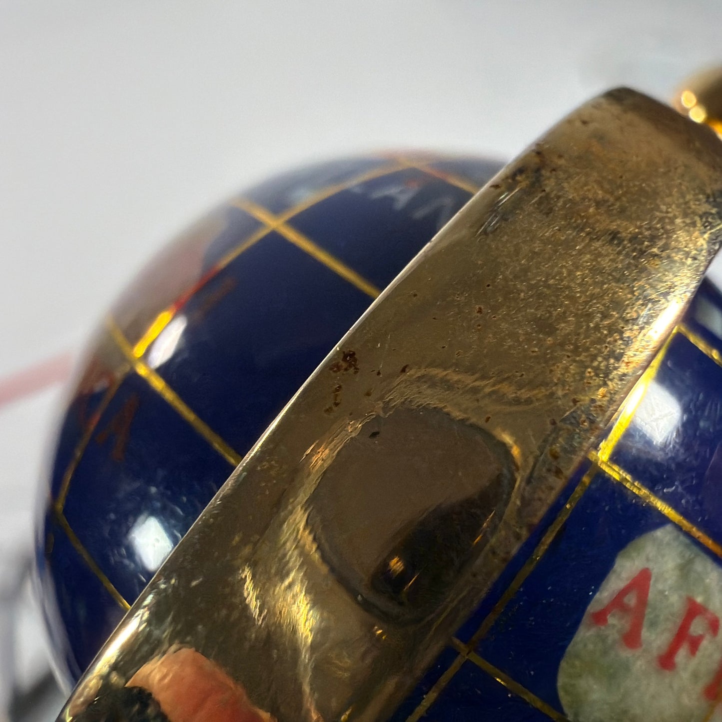Mini Blue Decorative World Globe 4 Inch Gold Tone Stand