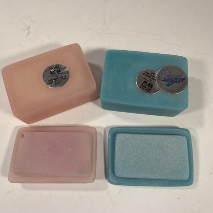 Lot of 2 Mini Trinket Boxes Blue Rose & Pink Unicorn Seattle Waterfront Landmark