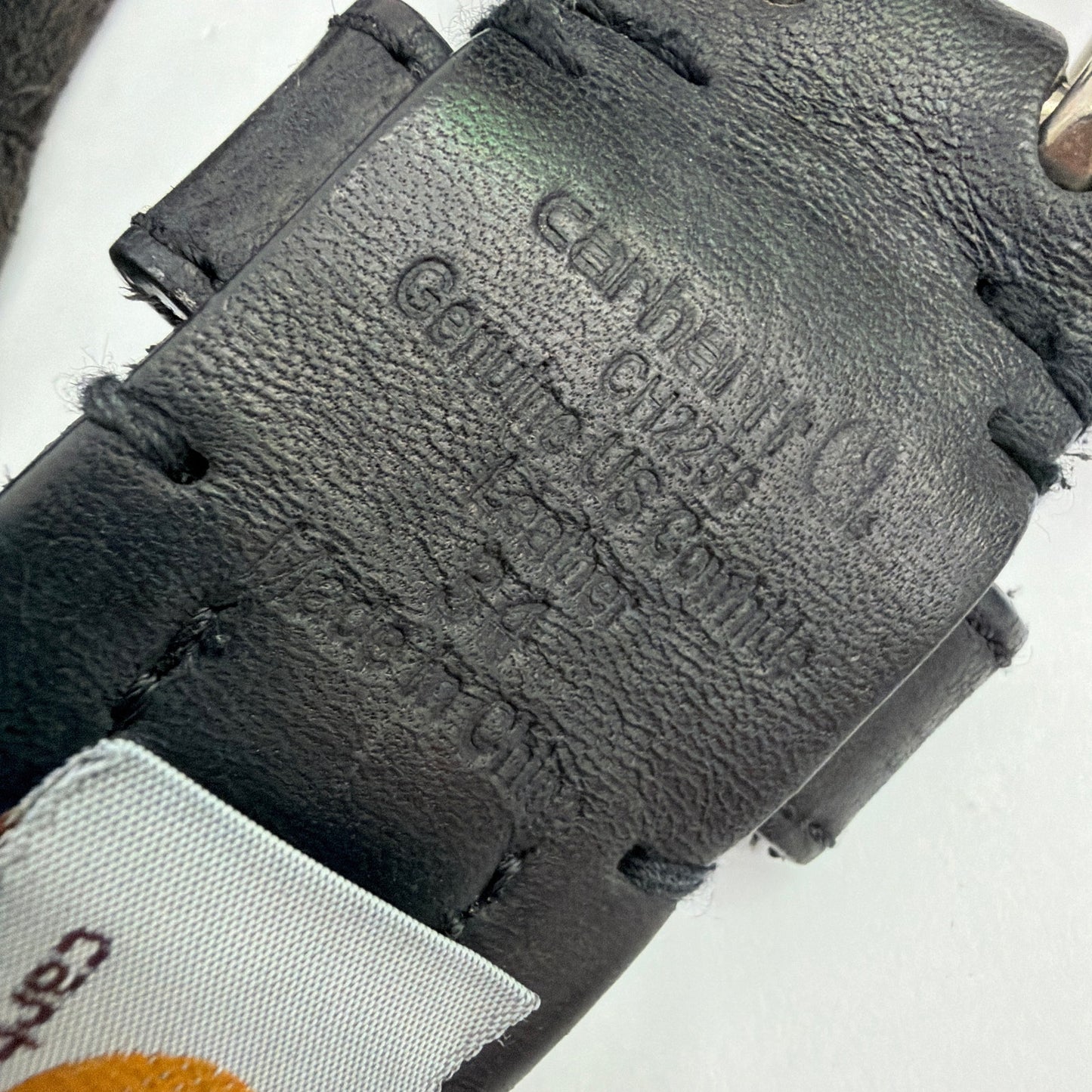 Carhartt Black Leather Belt Size 34 Double-Prong Buckle