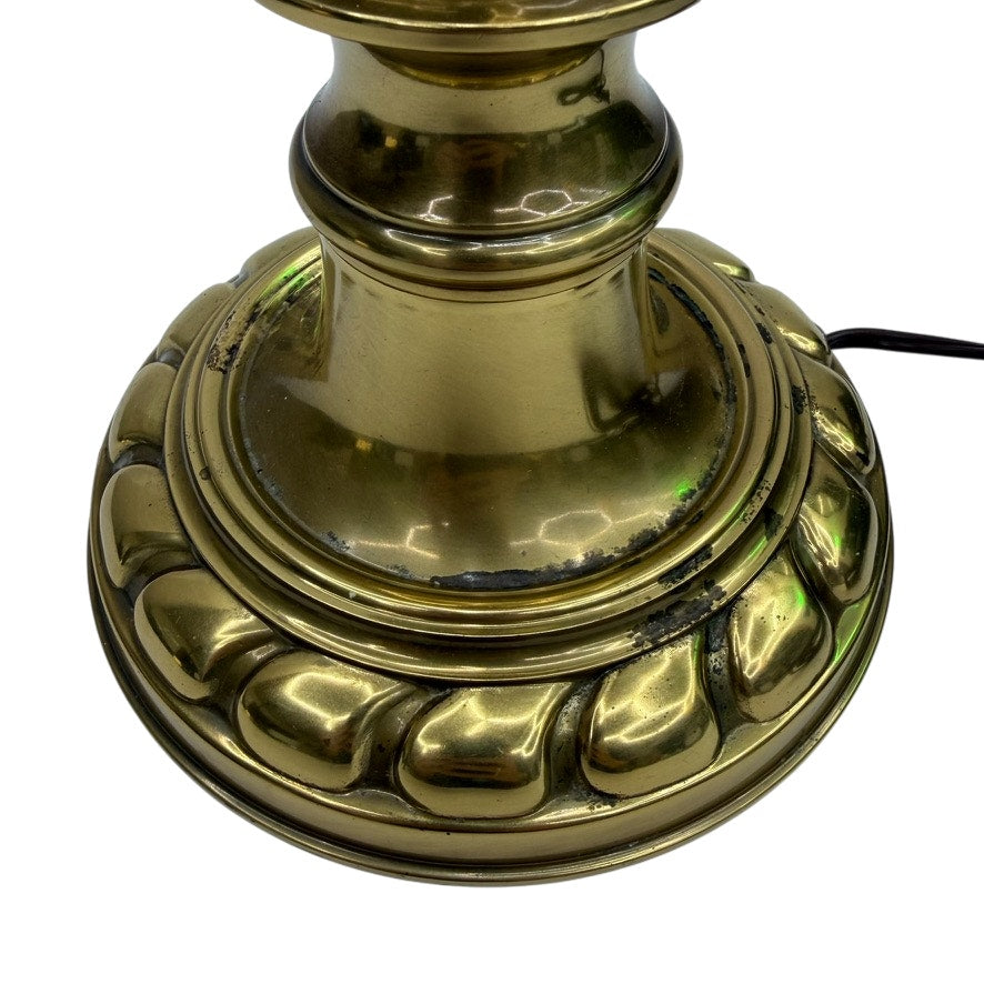 Vintage Stiffel Brass Torch Flame 33" Table Lamp w/ Harp & Finial