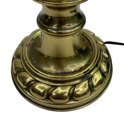 Vintage Stiffel Brass Torch Flame 33" Table Lamp w/ Harp & Finial