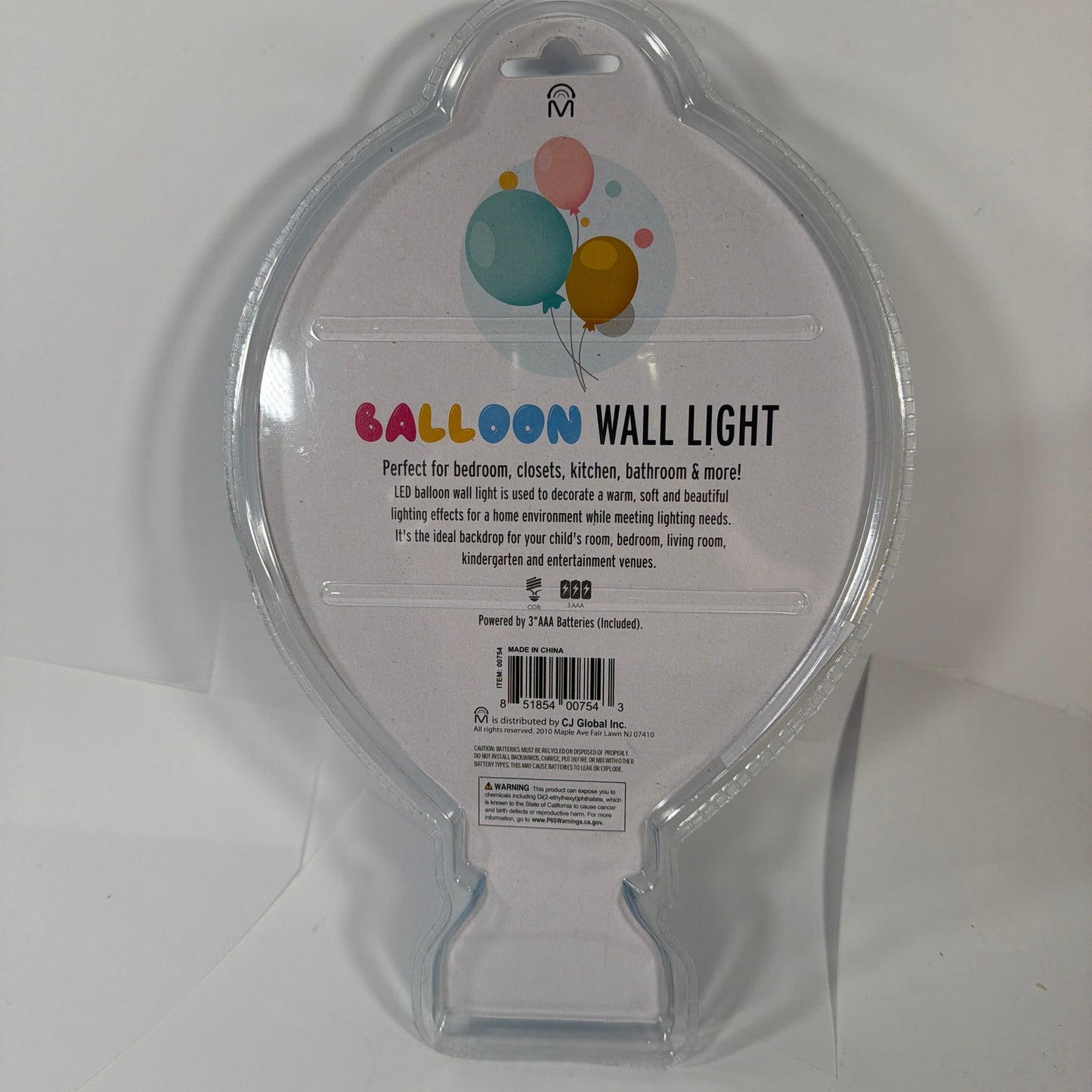 CJ Global LED Balloon Wall Light Blue Item 00754