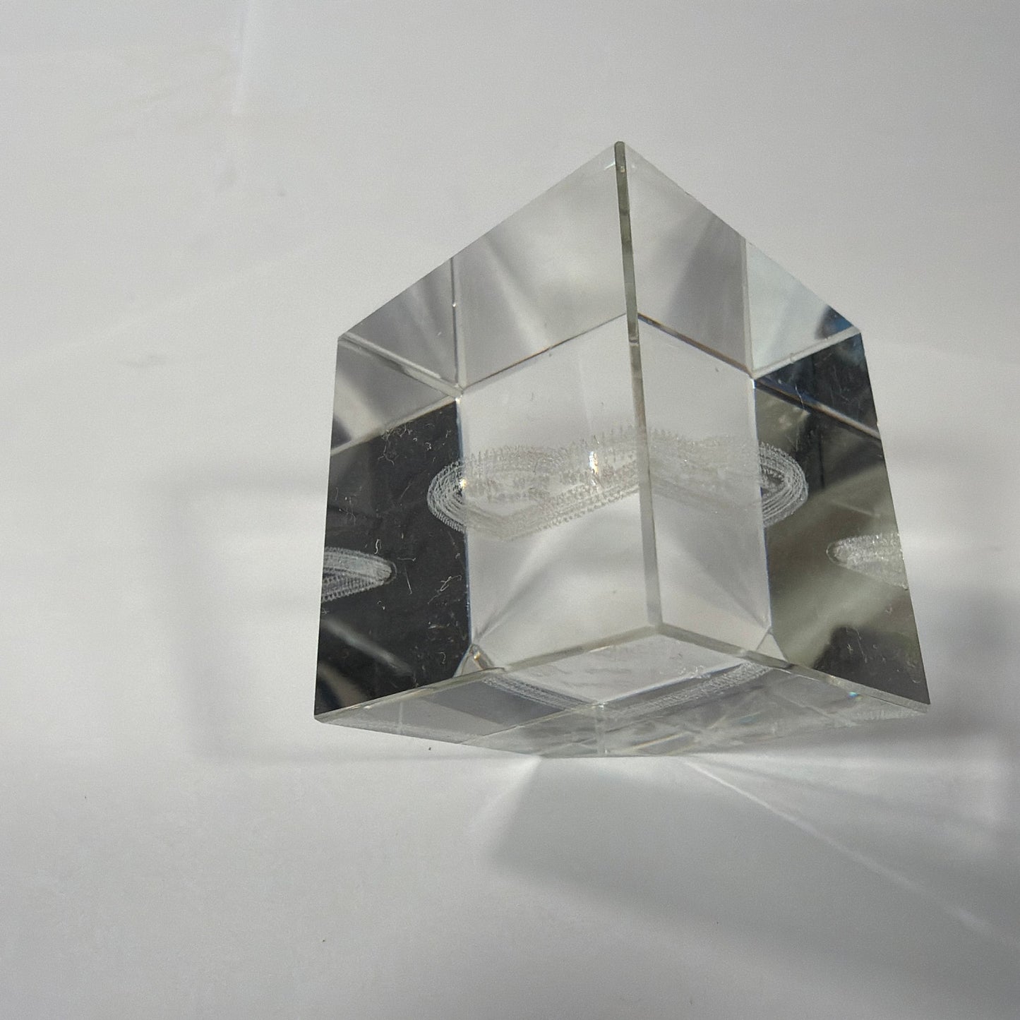 Clear Crystal Glass Cube Paperweight Engraved Heart "You Are My Love!" 1.5 in