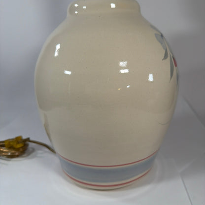 Vintage Ceramic Table Lamp Base Blue Heart Floral Pattern 22.5 in