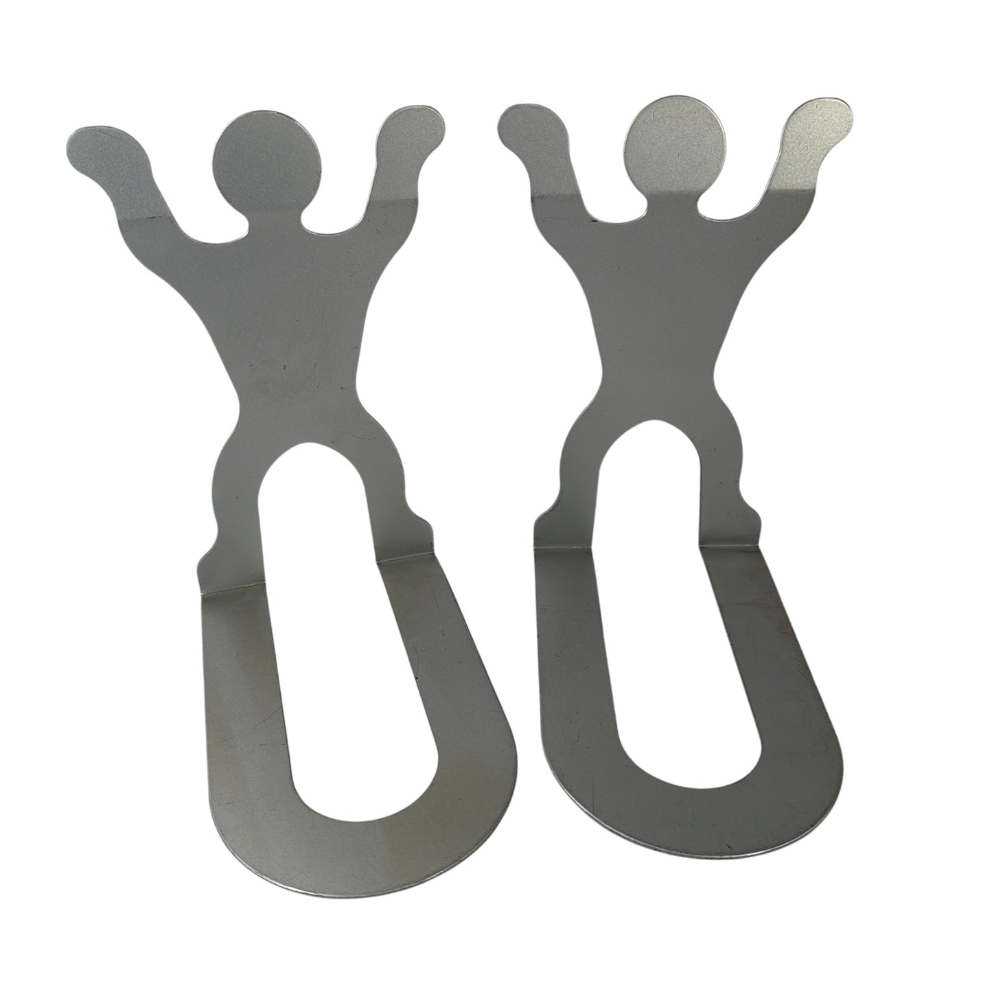 Metal Stick Figure Bookends Pair 7 Inch Tall Silver