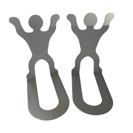 Metal Stick Figure Bookends Pair 7 Inch Tall Silver