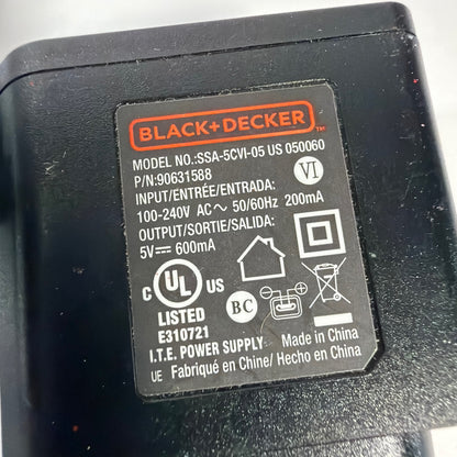 BLACK+DECKER SSA-5CVI-05 US 050060 5V 600mA Charger Power Supply Adapter