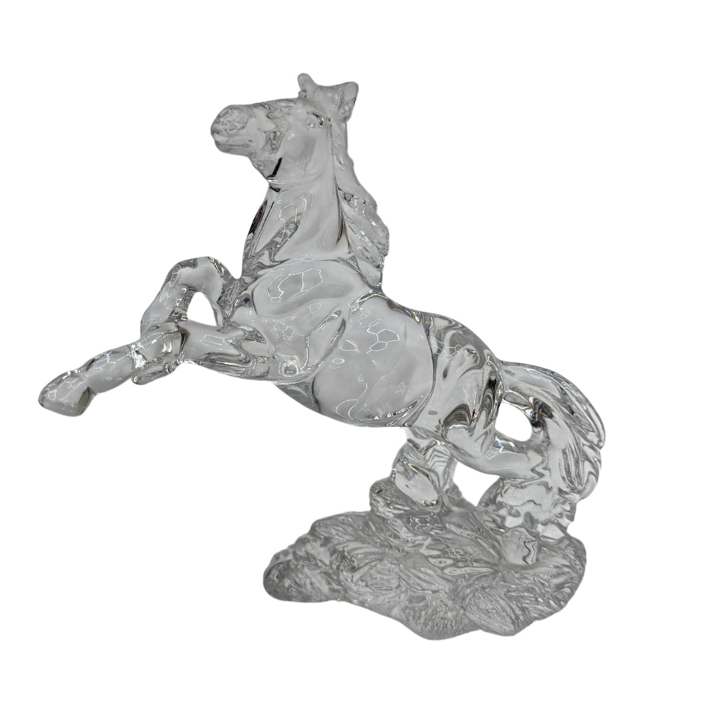 Clear Glass Rearing Horse Figurine 7 1/4 in Tall