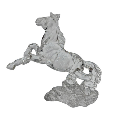Clear Glass Rearing Horse Figurine 7 1/4 in Tall