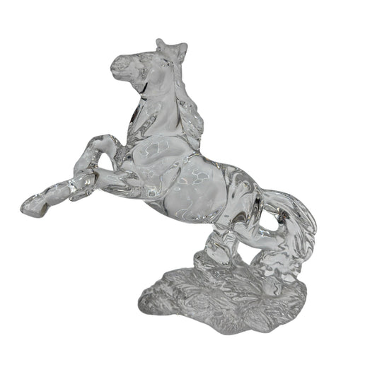 Clear Glass Rearing Horse Figurine 7 1/4 in Tall