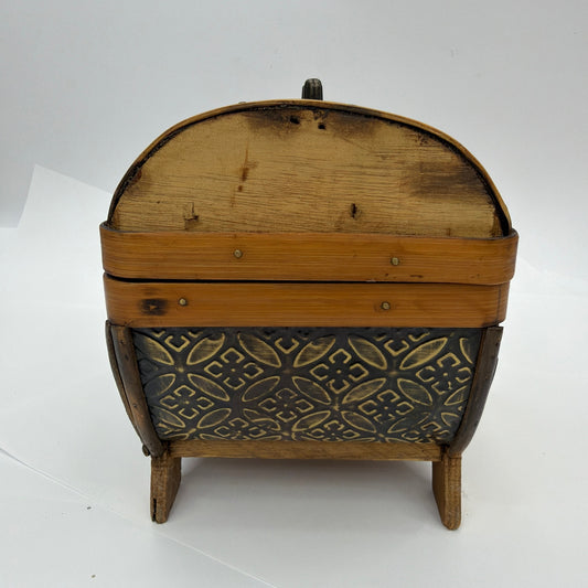 HD Designs Small Wooden Treasure Chest Decorative Trinket Box Brown Black Gold