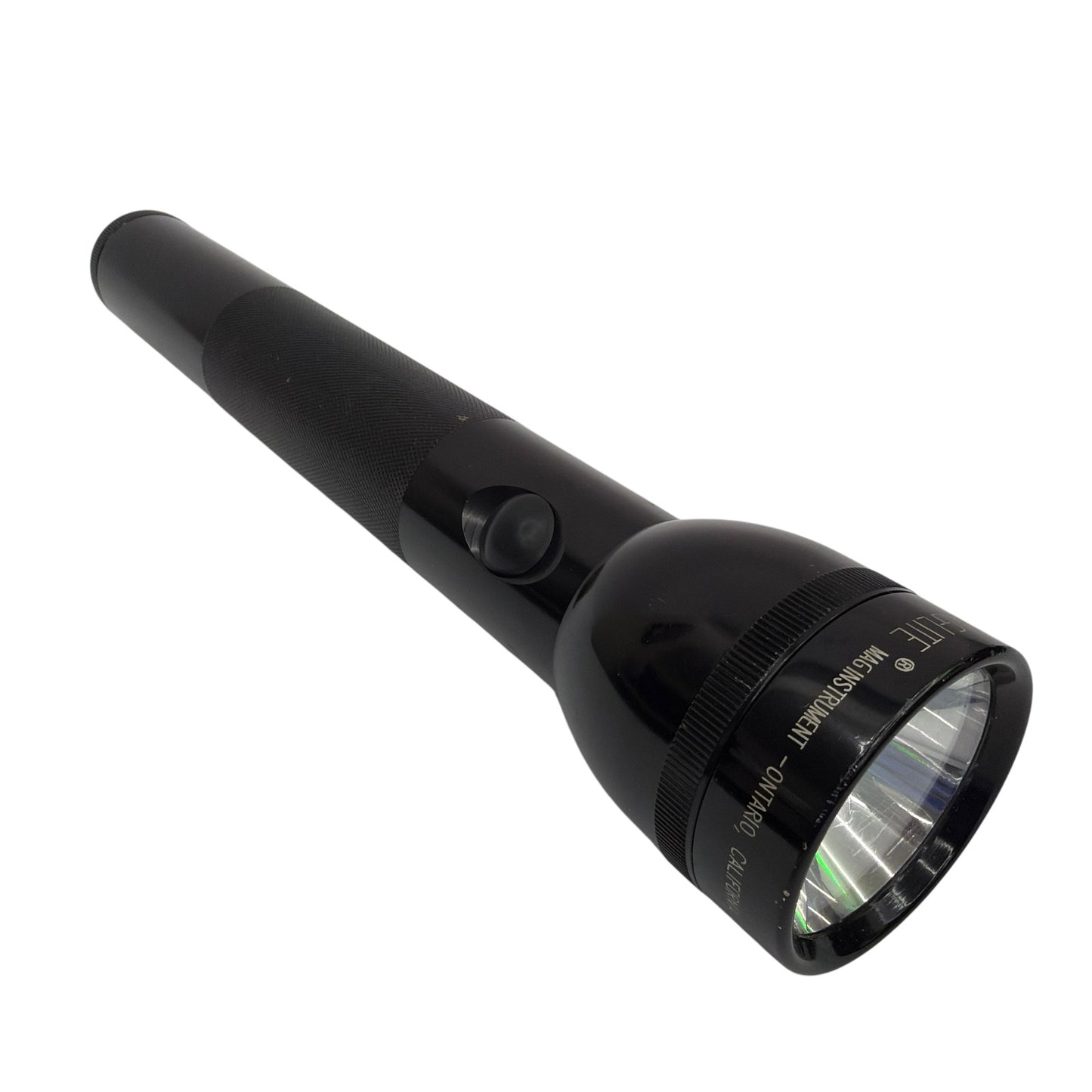 Mag-Lite Mag Instrument Black D-Cell Flashlight Tested Working With Spare Bulb