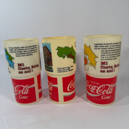 Coca-Cola Costa Rica Souvenir Stackable Plastic Tumblers Lot of 3 Limón San José