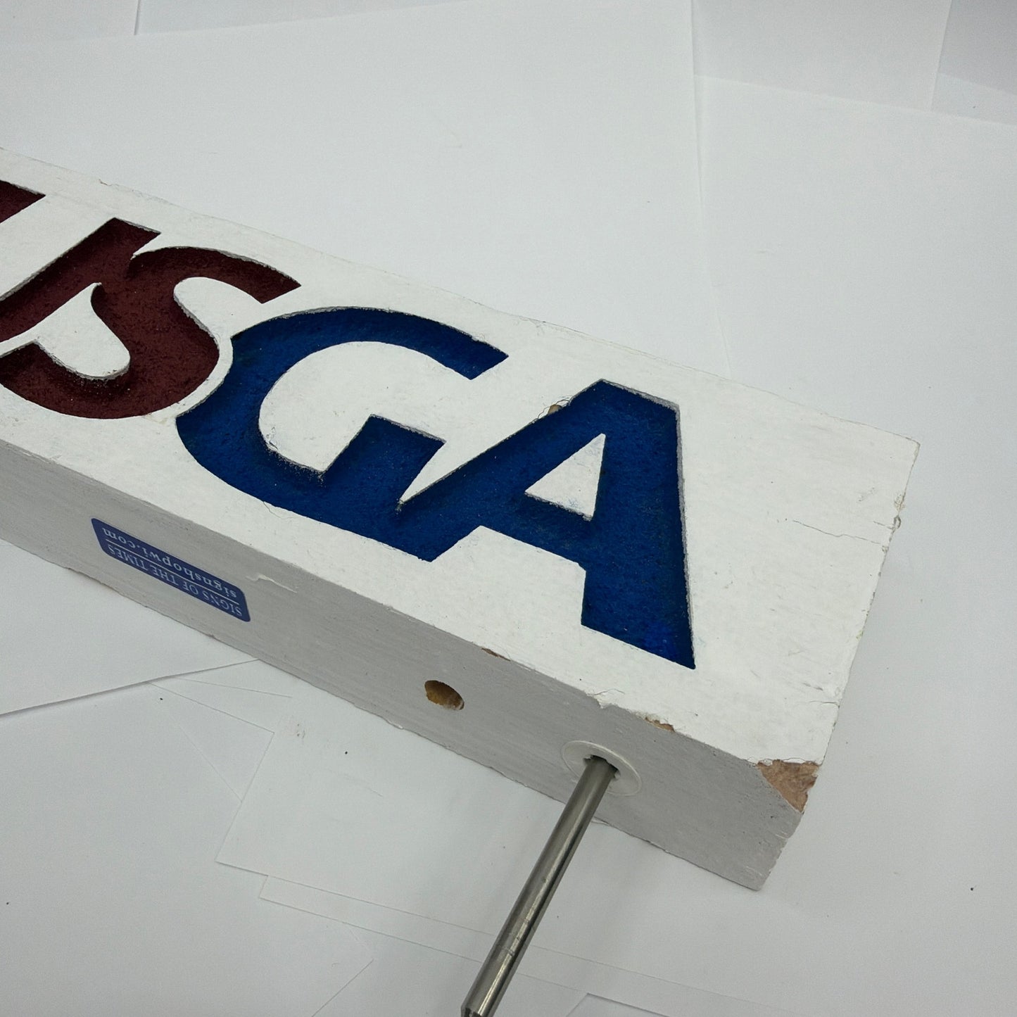 USGA Wood Golf Tee Marker Sign With Metal Stakes 10 Inch