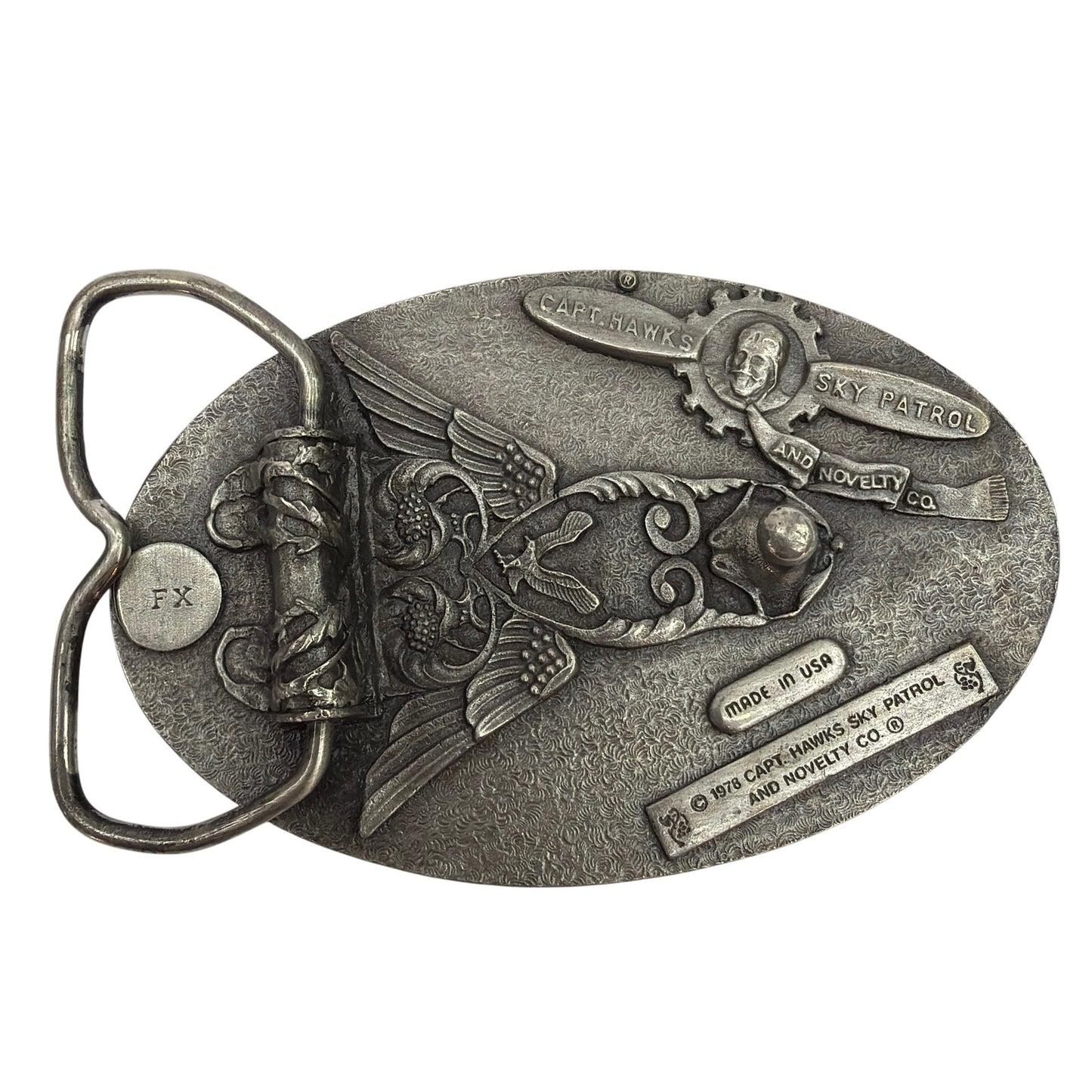 1978 Capt Hawks Sky Patrol I’d Rather Be Fishing Belt Buckle 3.5" USA