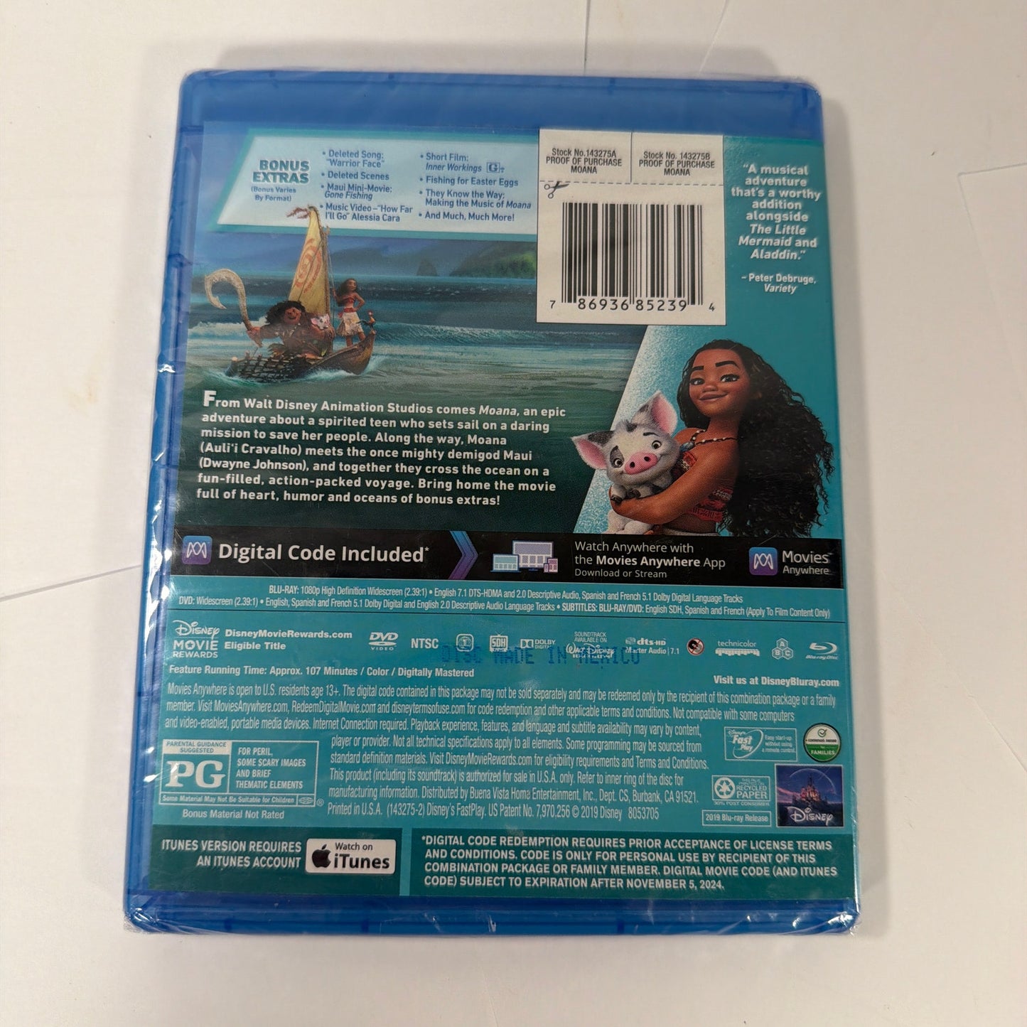 Disney Moana Blu-ray DVD Digital Code Multi-Screen Edition Sealed