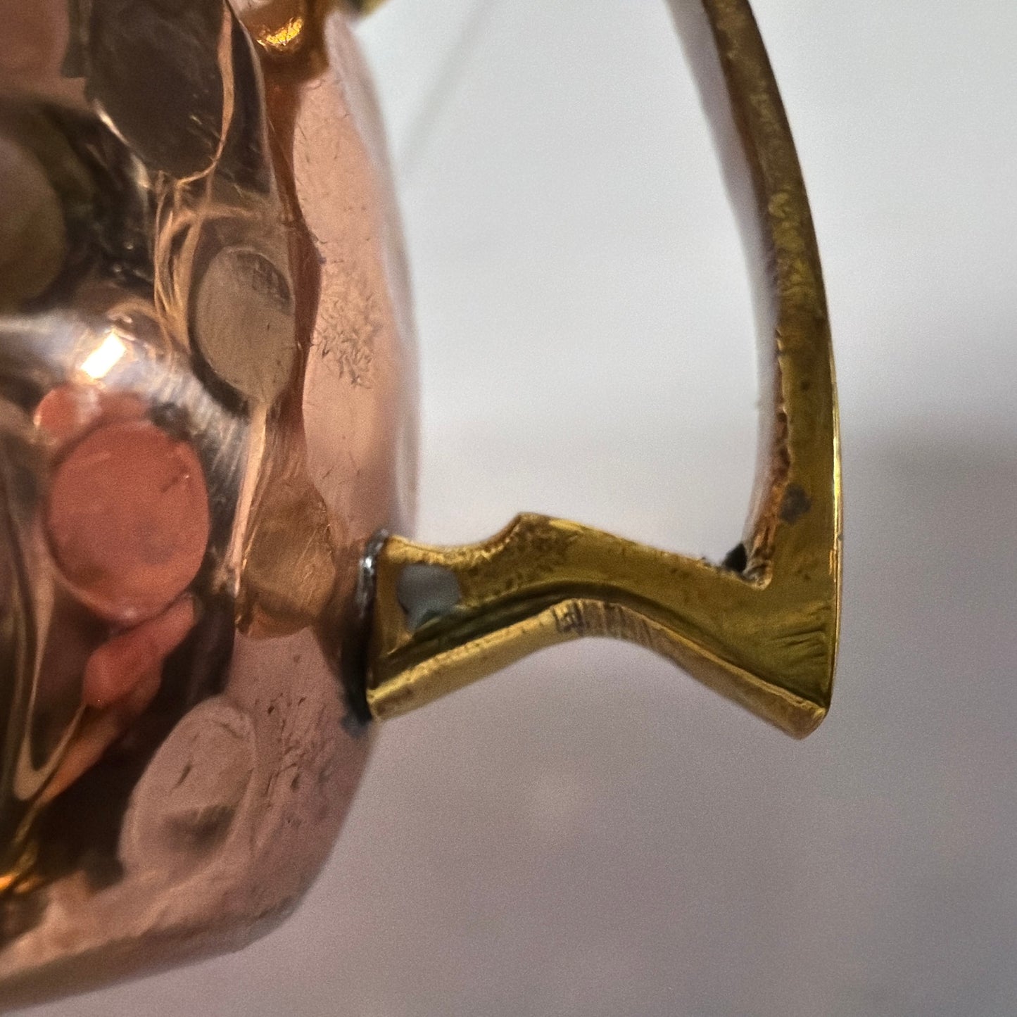 Set of 2 Mini Hammered Copper Moscow Mule Mugs 2 in Tall Brass Handles