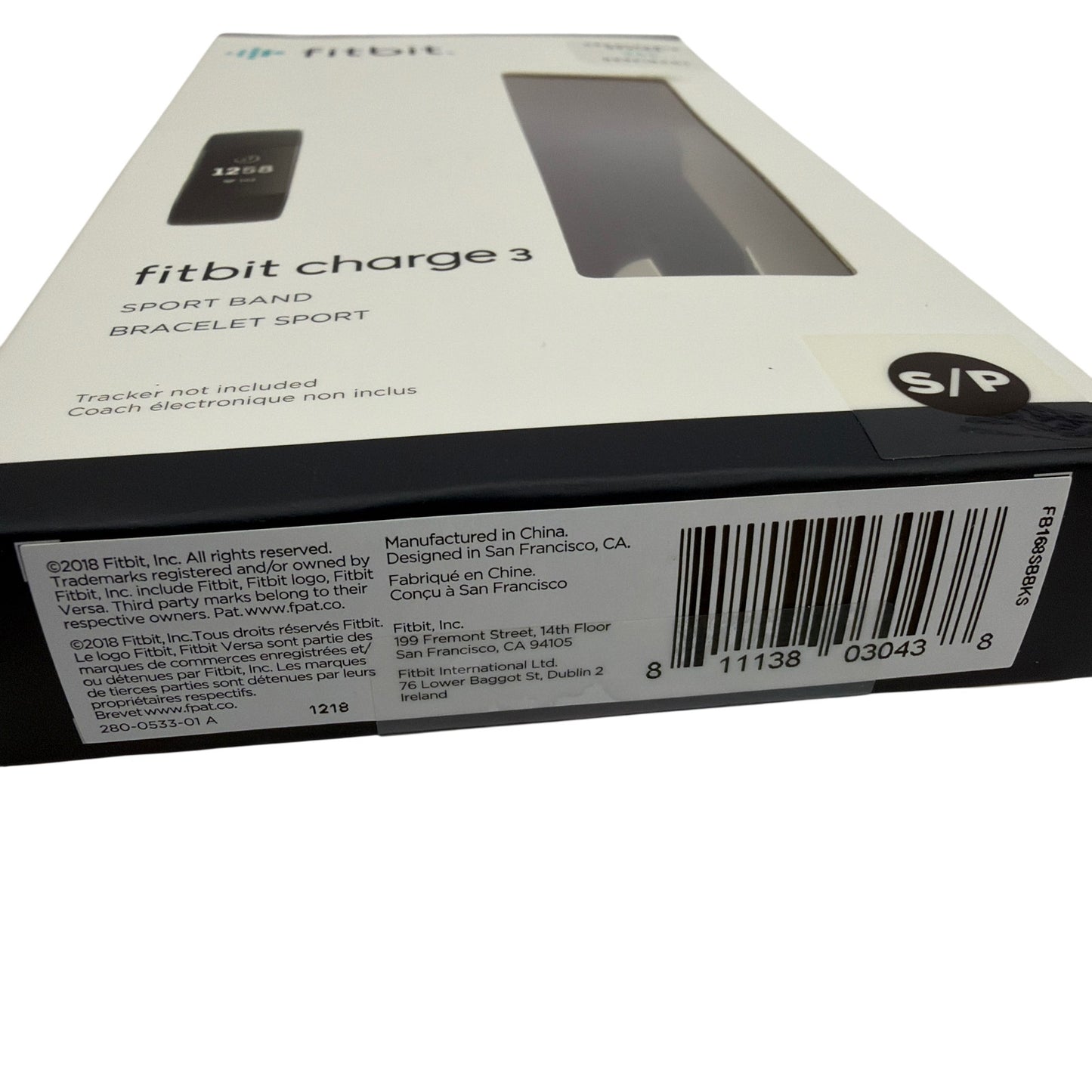 Fitbit Charge 3 Sport Band Black Small S/P Breathable Design New Sealed