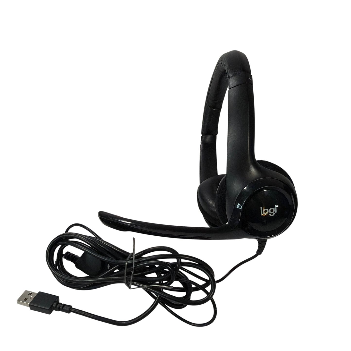 Logitech Logi Black USB Wired Headset with Boom Mic Tested Working