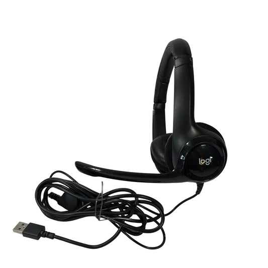 Logitech Logi Black USB Wired Headset with Boom Mic Tested Working