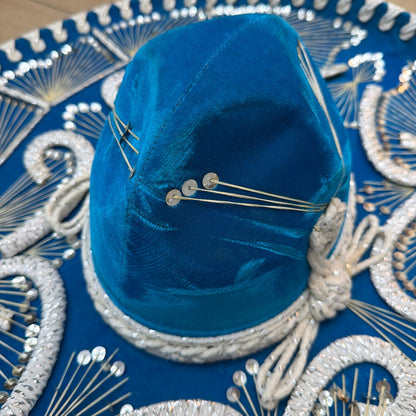 Pigalle XXXXX Blue Sequin Sombrero Hat 23 in Diameter