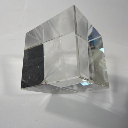 Clear Crystal Glass Cube Paperweight Engraved Heart "You Are My Love!" 1.5 in