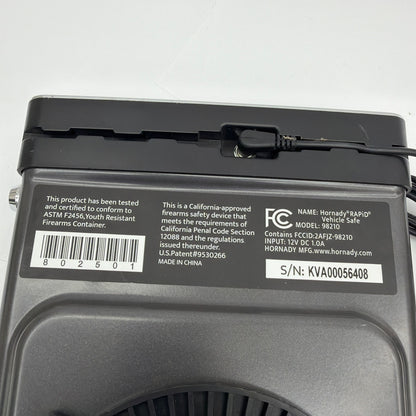 Hornady RAPiD Vehicle Safe 98210 RFID Gun Safe Locked No Key