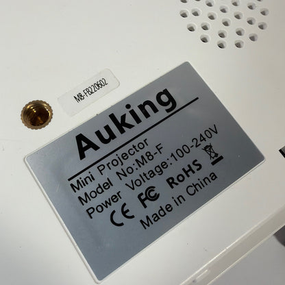 Auking M8-F Mini LED Projector White Tested Working With Power Cord