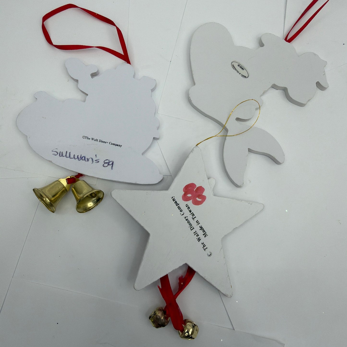 Vintage Disney Christmas Ornament Lot Mickey Minnie Ariel Wood Cutouts