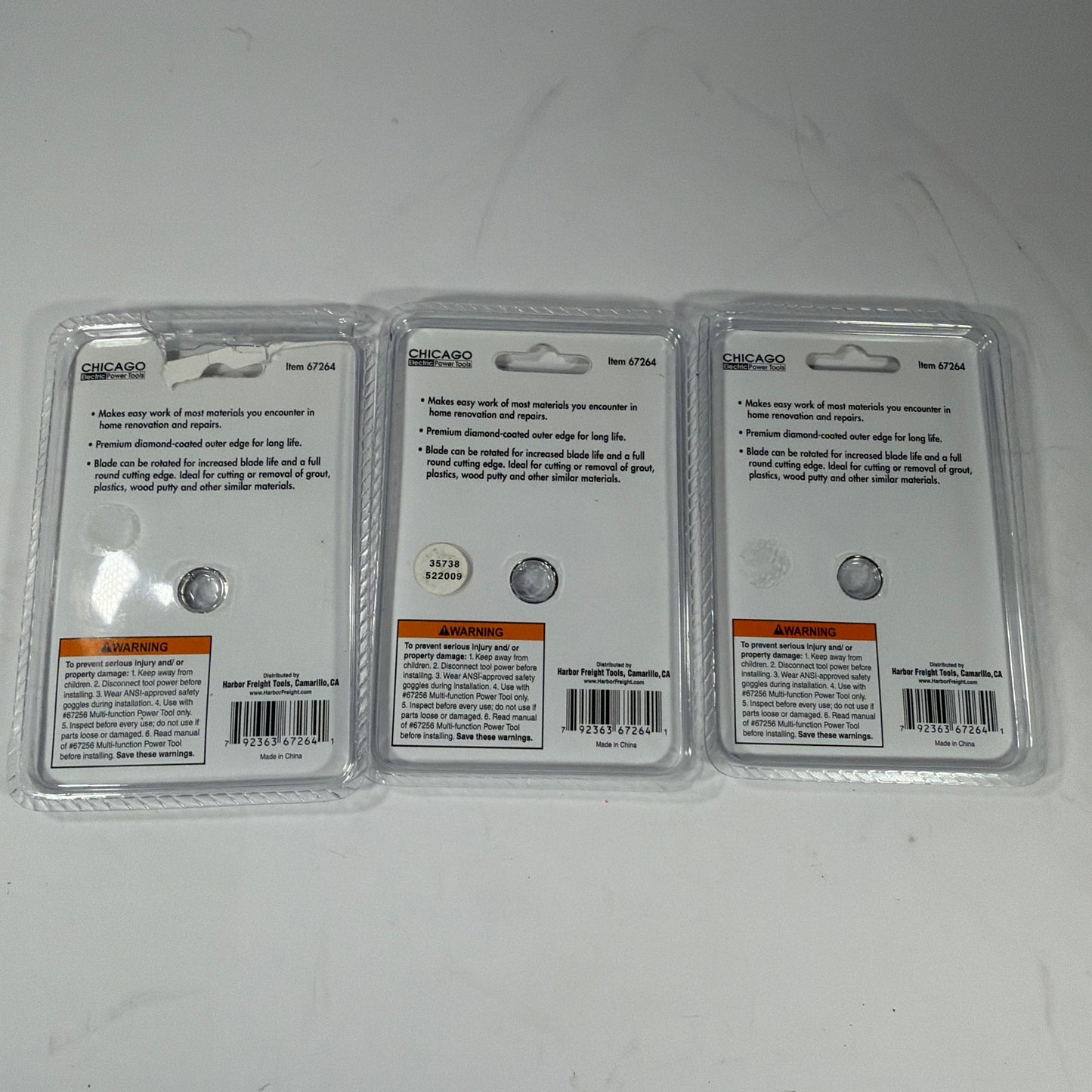 Chicago Electric Diamond Cutter Blade Item 67264 Lot of 3 New