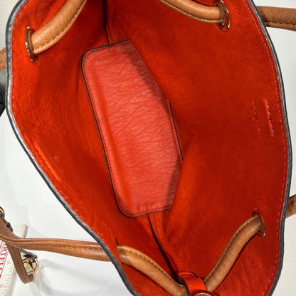 Calvin Klein Brown Tote Handbag with Orange Interior Approx 9 x 7 x 3