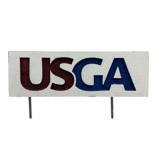 USGA Wood Golf Tee Marker Sign With Metal Stakes 10 Inch