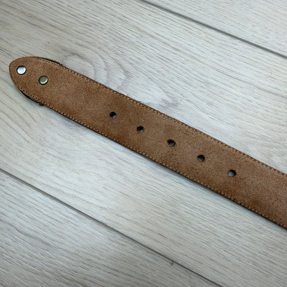 The Ritz Accessories Collection Genuine Leather Belt Brown Brass Buckle Size M ￼