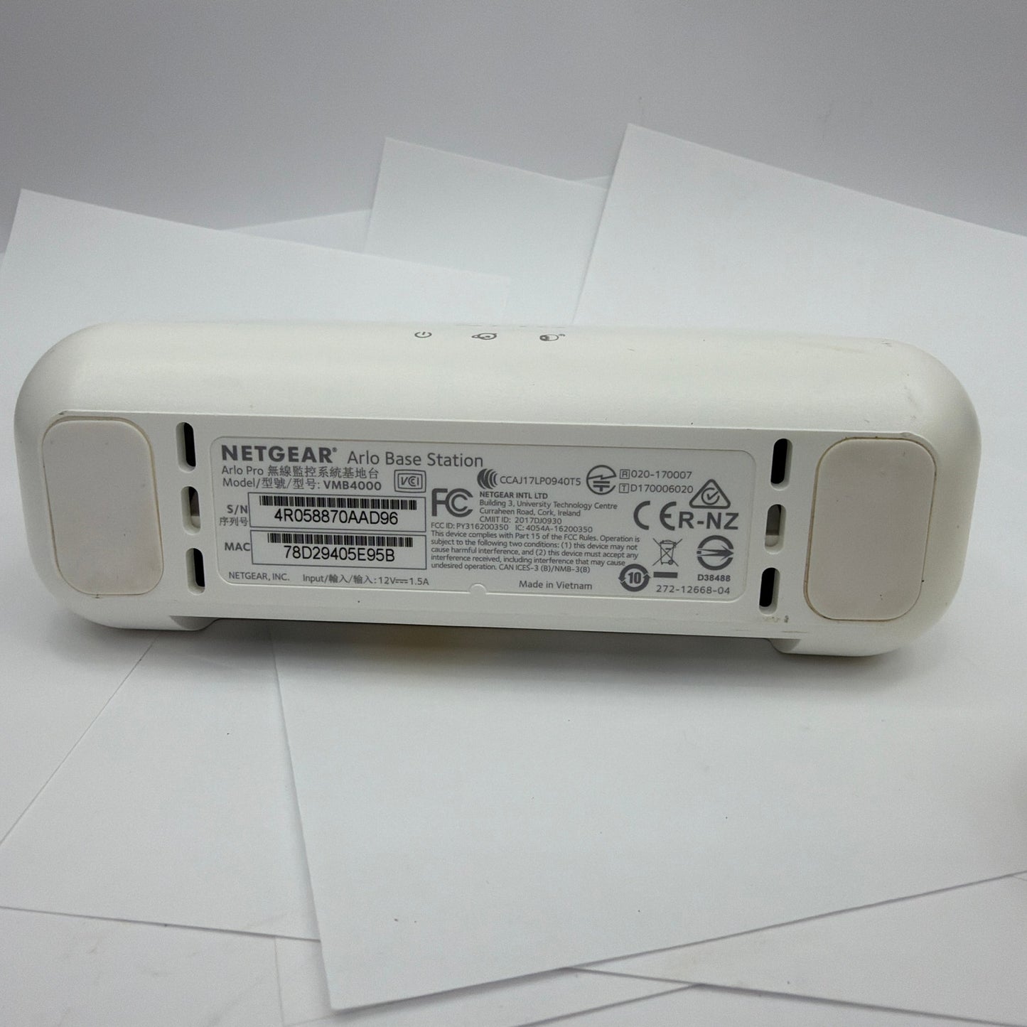 Netgear Arlo Pro VMB4000 Base Station With Power Adapter and Ethernet Cable