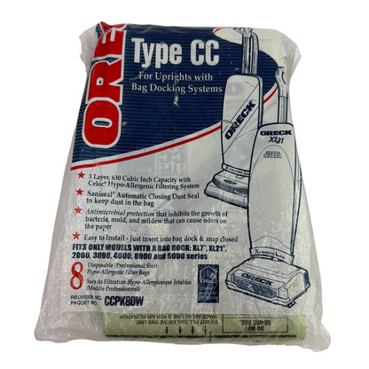 Oreck Type CC Hypo-Allergenic Vacuum Bags CCPK8DW – Lot of 6 (Open Package)