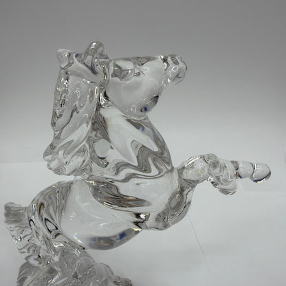 Clear Glass Rearing Horse Figurine 7 1/4 in Tall