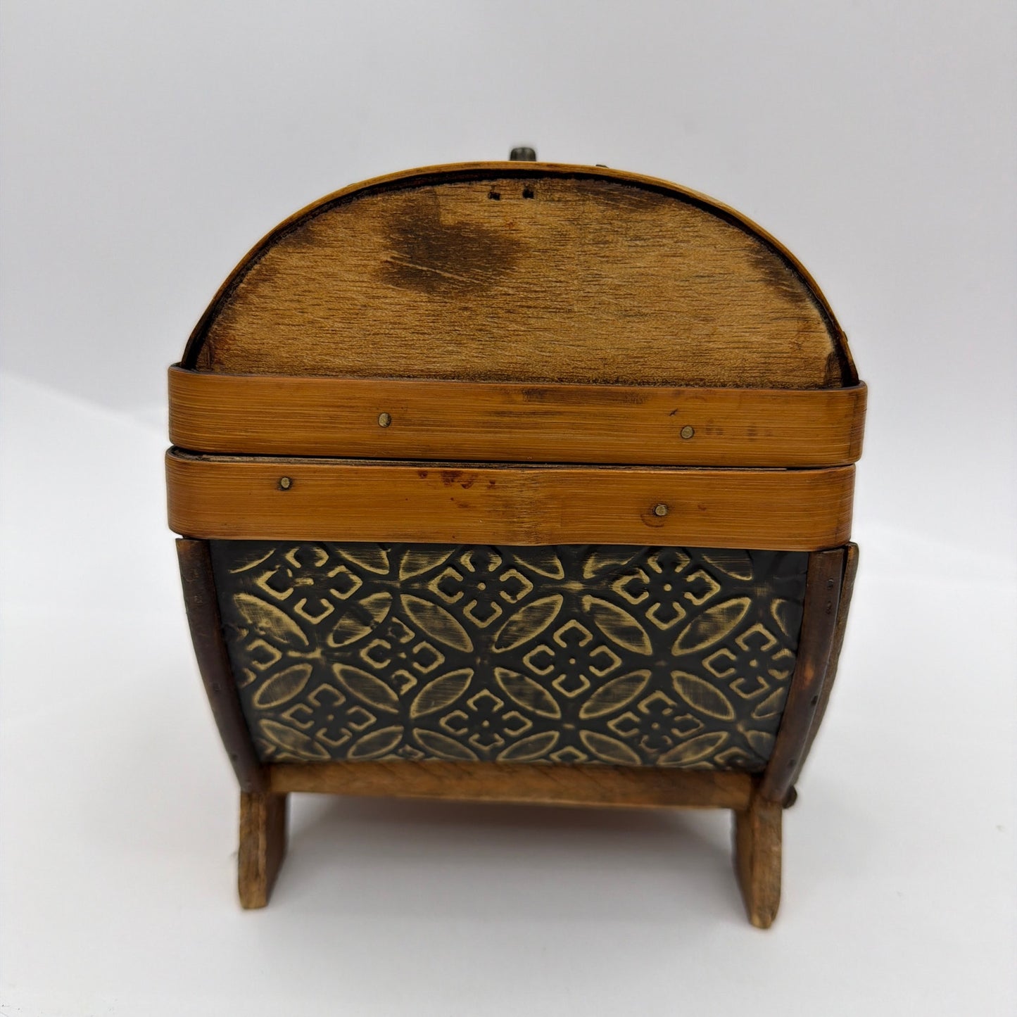 HD Designs Small Wooden Treasure Chest Decorative Trinket Box Brown Black Gold