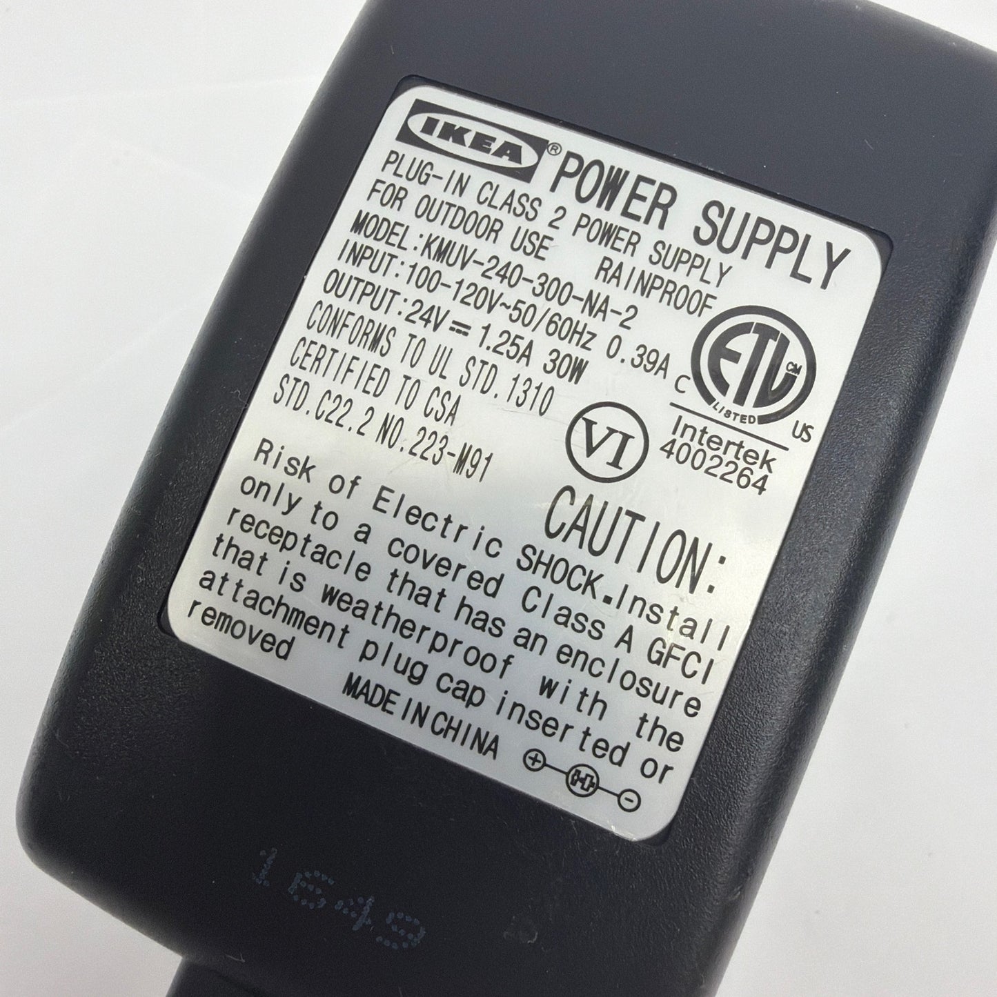 IKEA KMUV-240-300-NA-2 Outdoor Power Supply 24V 1.25A 30W