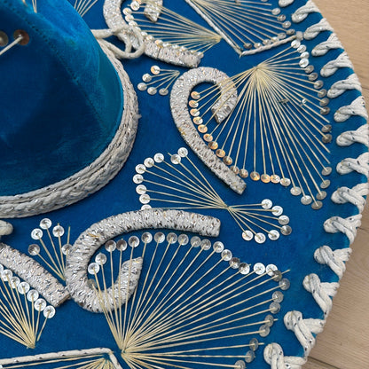 Pigalle XXXXX Blue Sequin Sombrero Hat 23 in Diameter