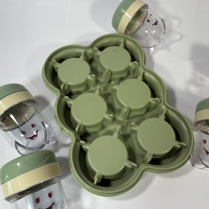 Baby Bullet Baby Food Storage Cups Set of 6 with Tray Green/Cream
